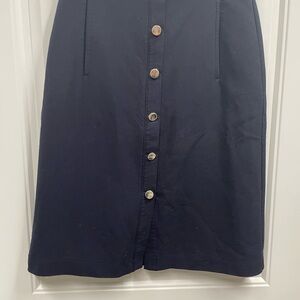 Ann Taylor Navy Button-Down Skirt